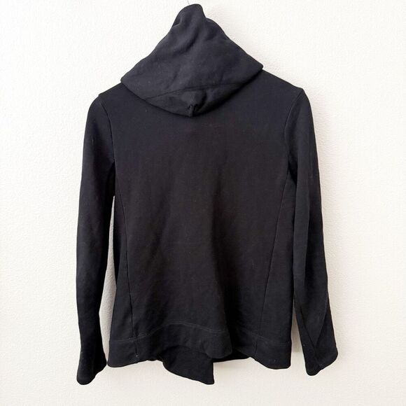 JAMES PERSE | Black Asymmetrical Zip Hooded Sweatshirt Jacket Hoodie | Size 2 - Picture 4 of 7